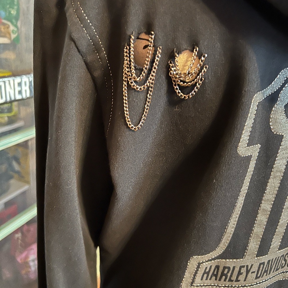 Harley-Davidson® Willie G UNIQUE RARE Distressed Hoodie With Chains - NWOT 💀 - Picture 10 of 16